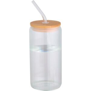 Mirage 500 ml single-walled borosilicate glass jar with bamboo lid