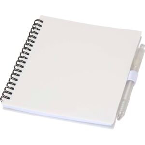 Niove recycled plastic soft cover notebook and ballpoint pen set (blue ink)