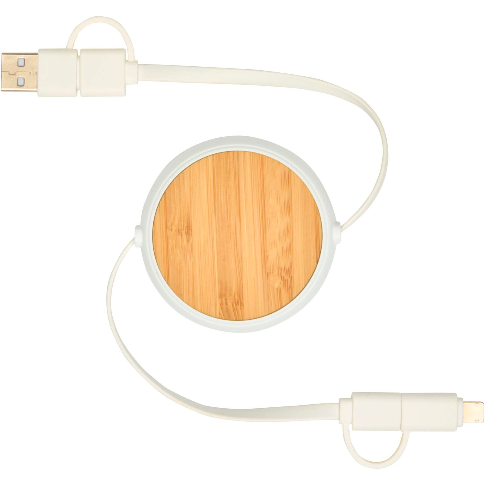 Chechia 5-in-1 recycled plastic 100 cm retractable data sync and 45W fast charge cable - Image 2