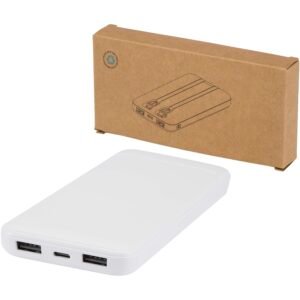 Adhil 10.000 mAh 10W recycled plastic power bank with 2 built-in cables