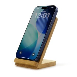 Branded Wireless Bamboo Charger And Stand